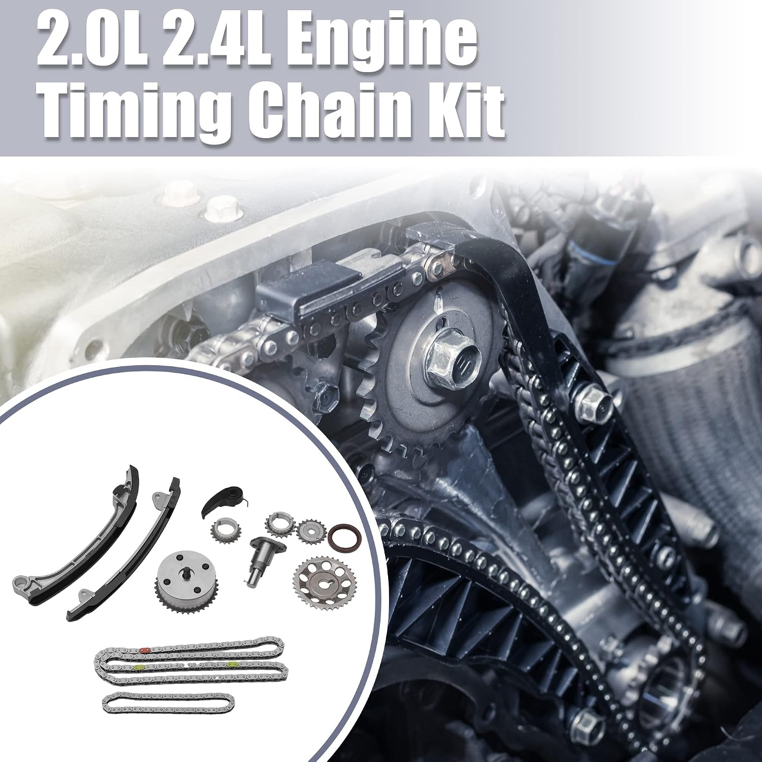 X AUTOHAUX Engine Timing Chain Kit for Toyota RAV4 2.0L 2001-2003 for RAV4 2.4L 2004-2008 for Camry for Highlander Solara Corolla Matrix Replace TS21002 TK2040G