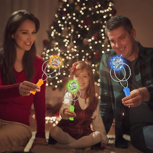 Miniatura 4 de Jishi Rueda de giroscopio iluminada, paquete de 3 juguetes giratorios mágicos para niños de 8 a 12 años, juguetes sensoriales magnéticos para niños