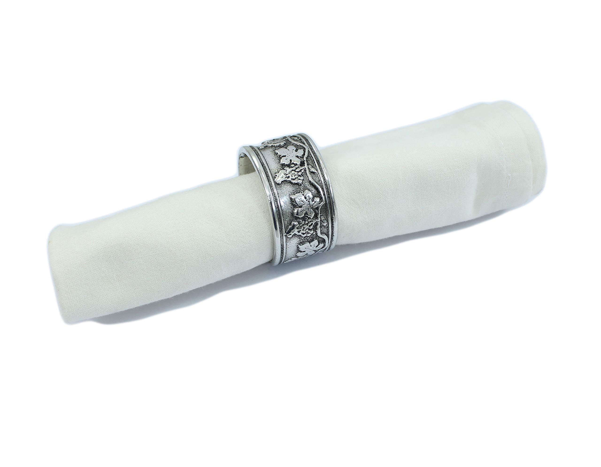 n. 6 ronds de serviette, couleur argent en étain, anneau, faits à la main en Italie de Cavagnini