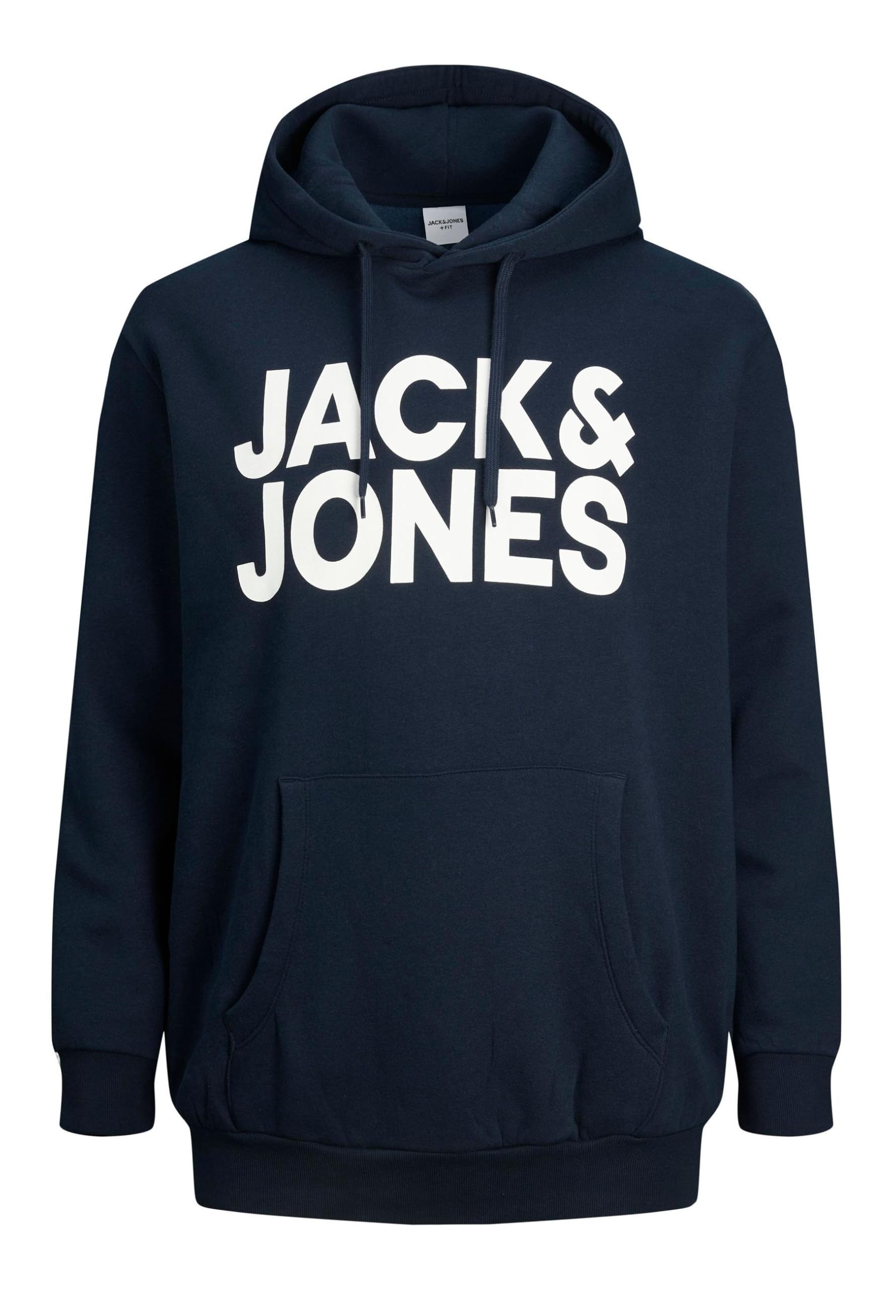 Jack & Jones Male Hoodie Plus Size Logo Hoodie, Navy Blazer/Print: Large Print, Xxl