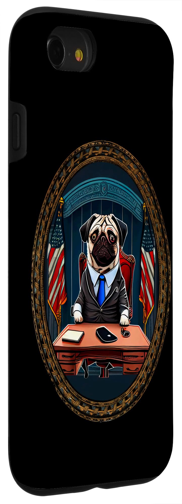 iPhone SE (2020) / 7 / 8 Patriotic Pug President Humorous Office Art Case - Image 3