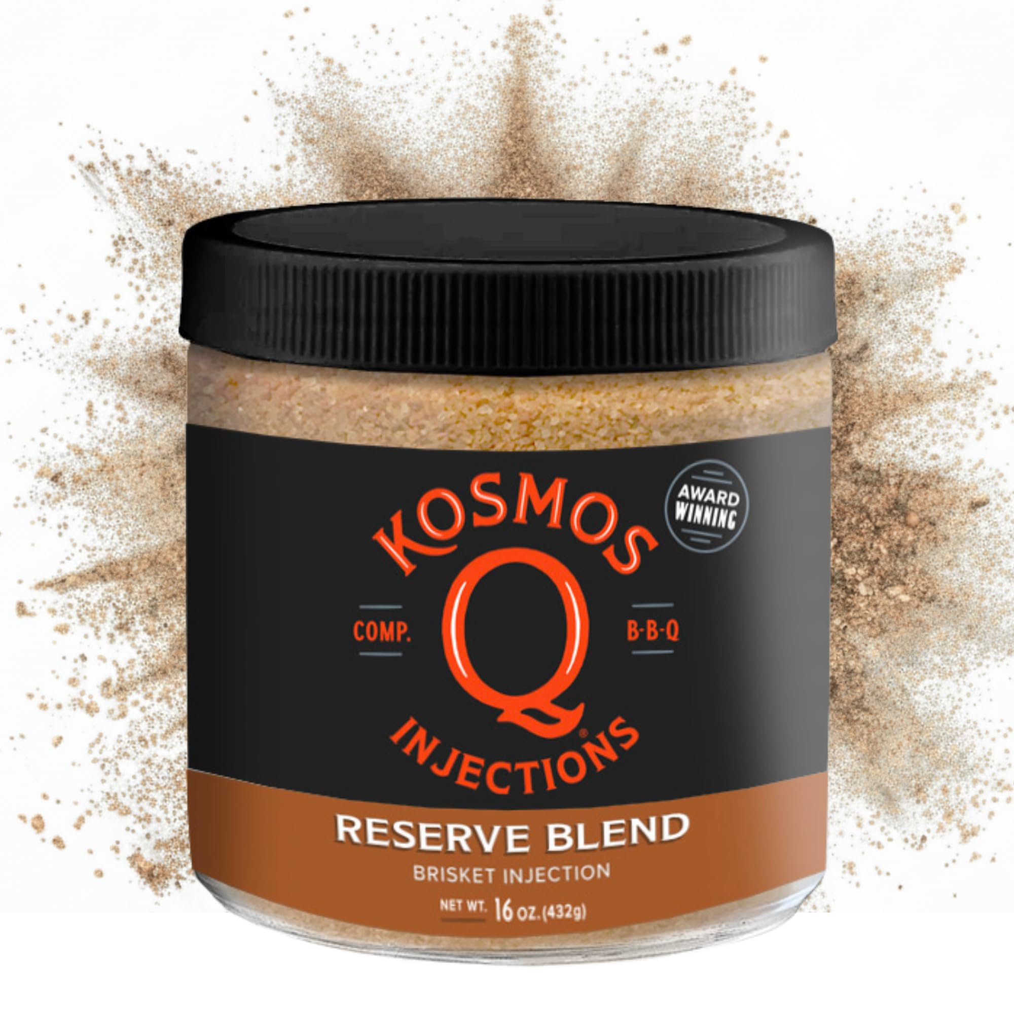 Kosmos Q Reserve Blend Brisket Injection, Premium Beef BBQ Marinade for Tender & Juicy Brisket, Phosphate-Enhanced for Moisture Retention, Competition-Grade Seasoning, Gluten Free, 16 Oz Jar