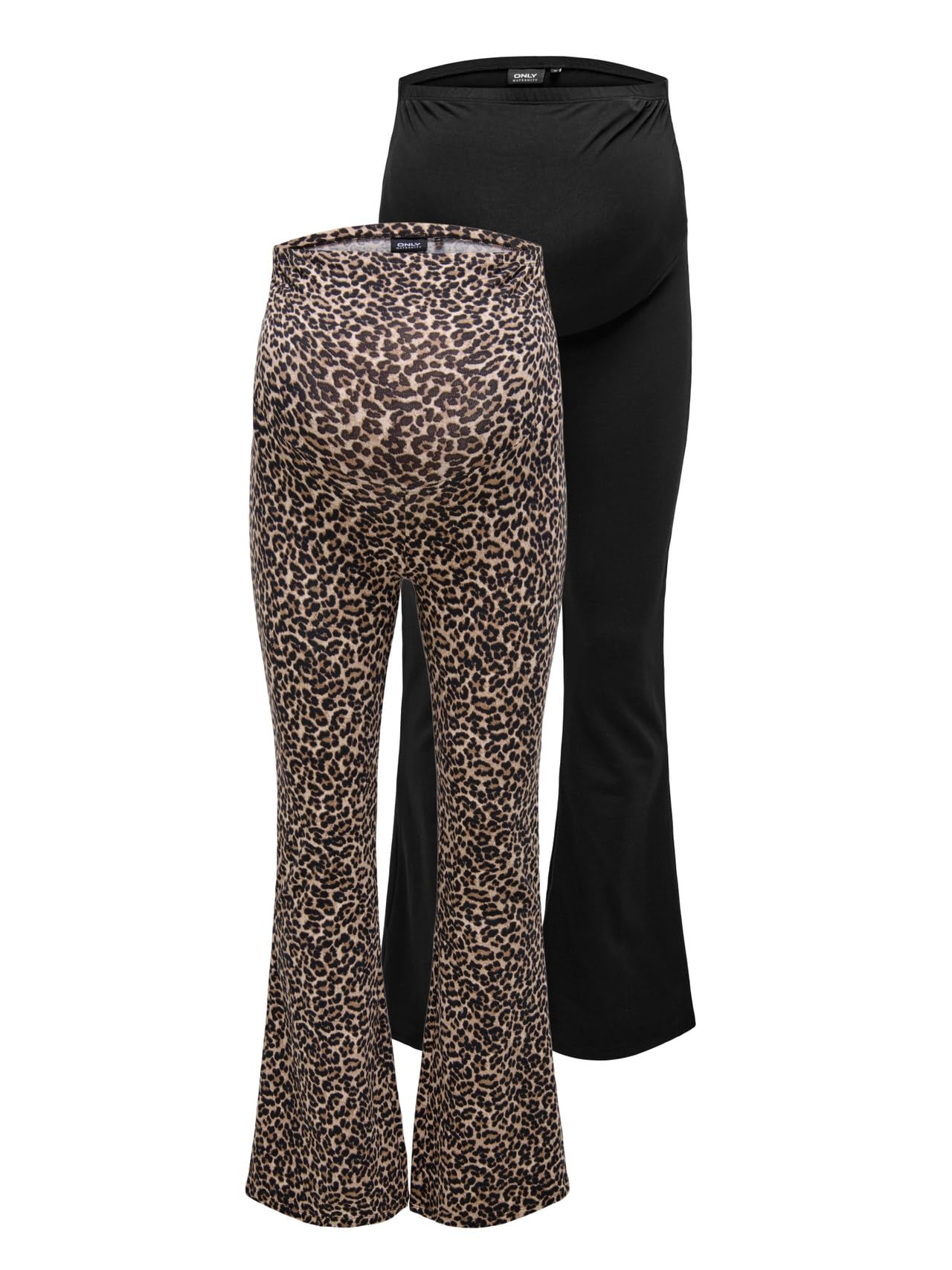 ONLY MATERNITY Olmlovely Leo Flared Pant 2 Pack Noos, Nero, L