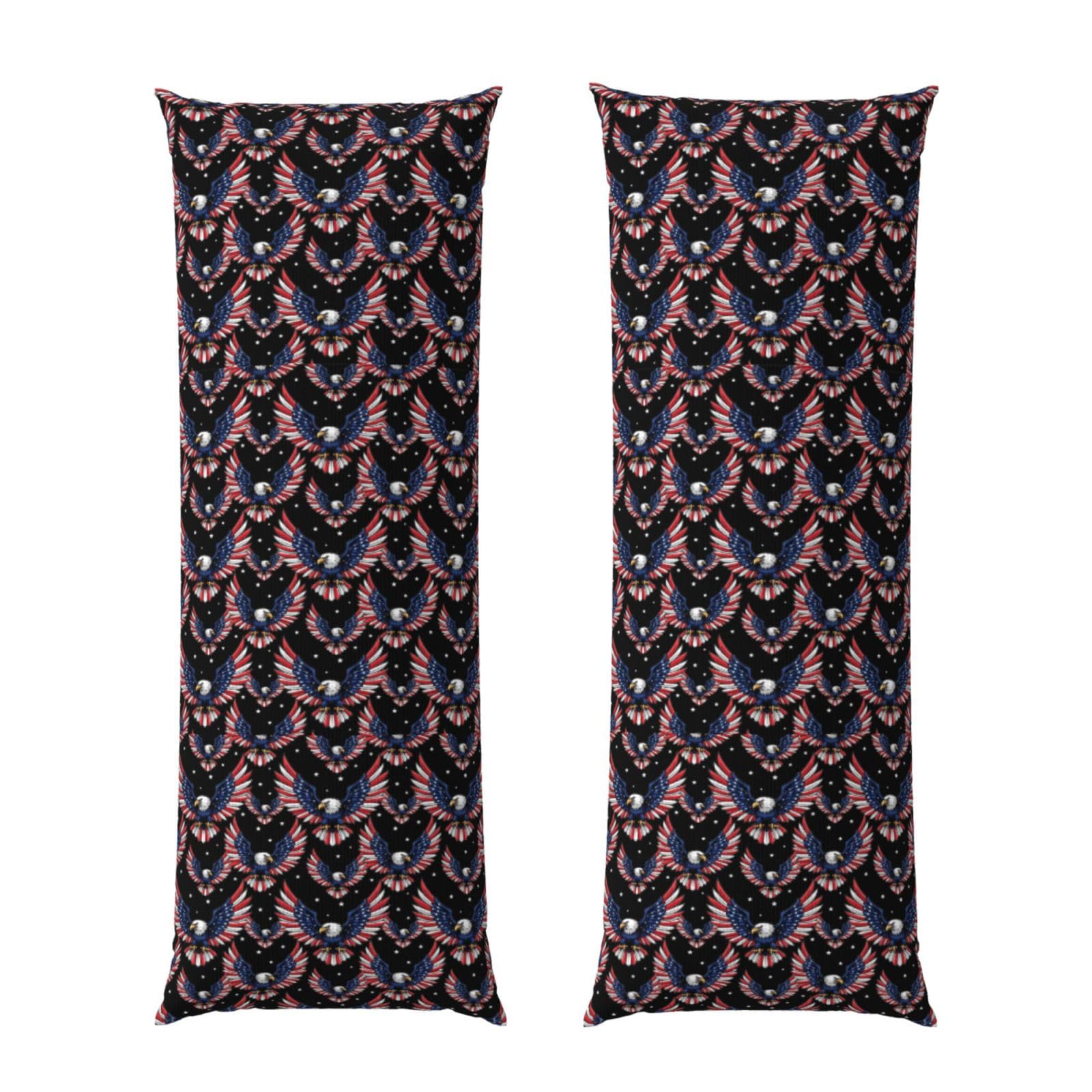 Long Pillow Cover 20x60 Inch, American Flag and Bald Eagle Patriotic Black, Premium Quality Body Pillowcase with Hidden Zipper, Soft Breathable for Men Women Bed Sofa