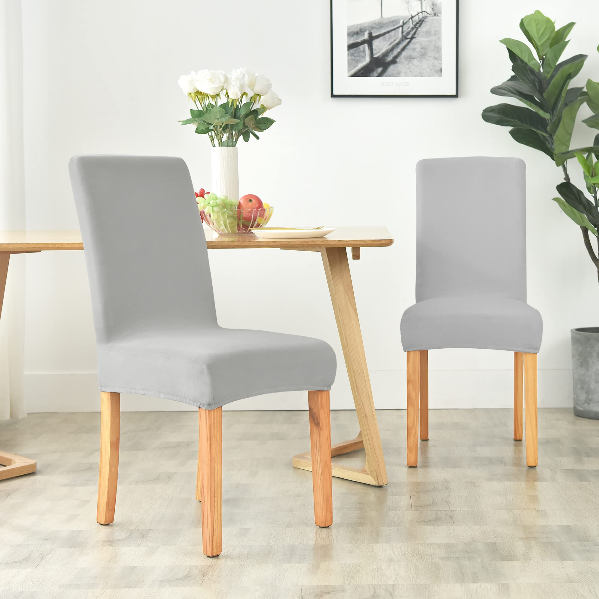 Set Coprisedie Elasticizzati 4 Pezzi - Fodere In Velluto Morbido Per Casa, Ristorante E Matrimoni, Colore Beige