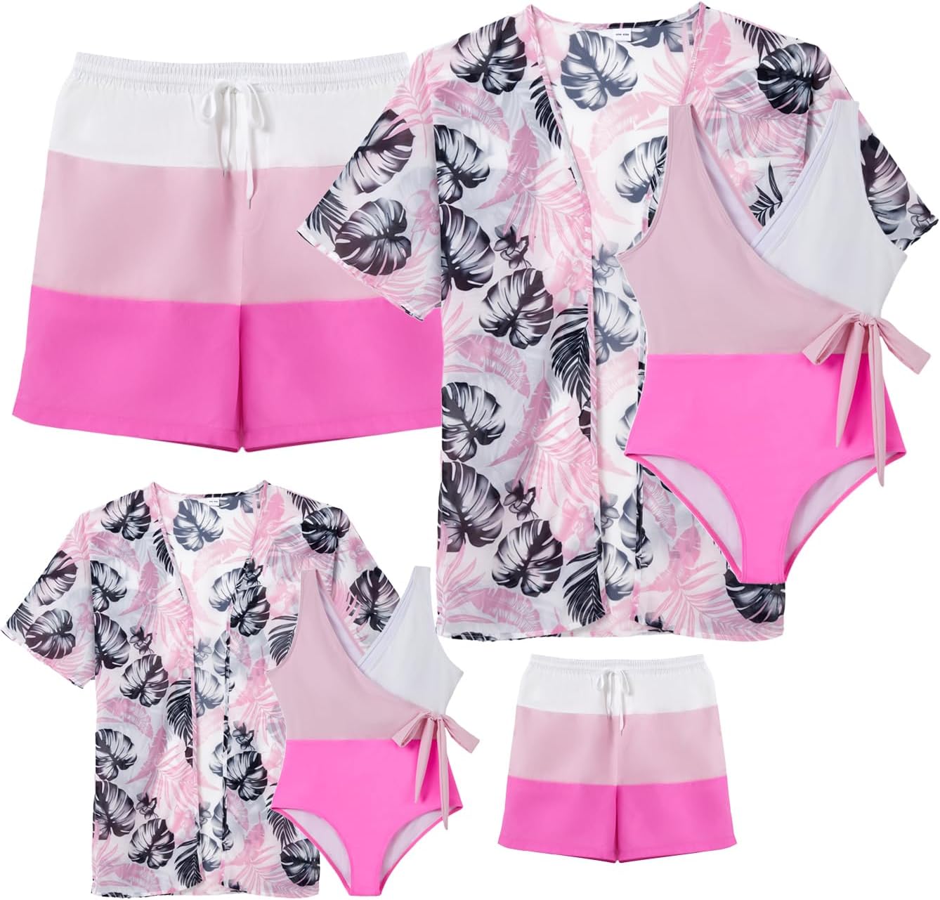 IFFEI Mommy and Me Family Matching Swimsuits One Piece Tummy Control Bathing Suit with Cover Up