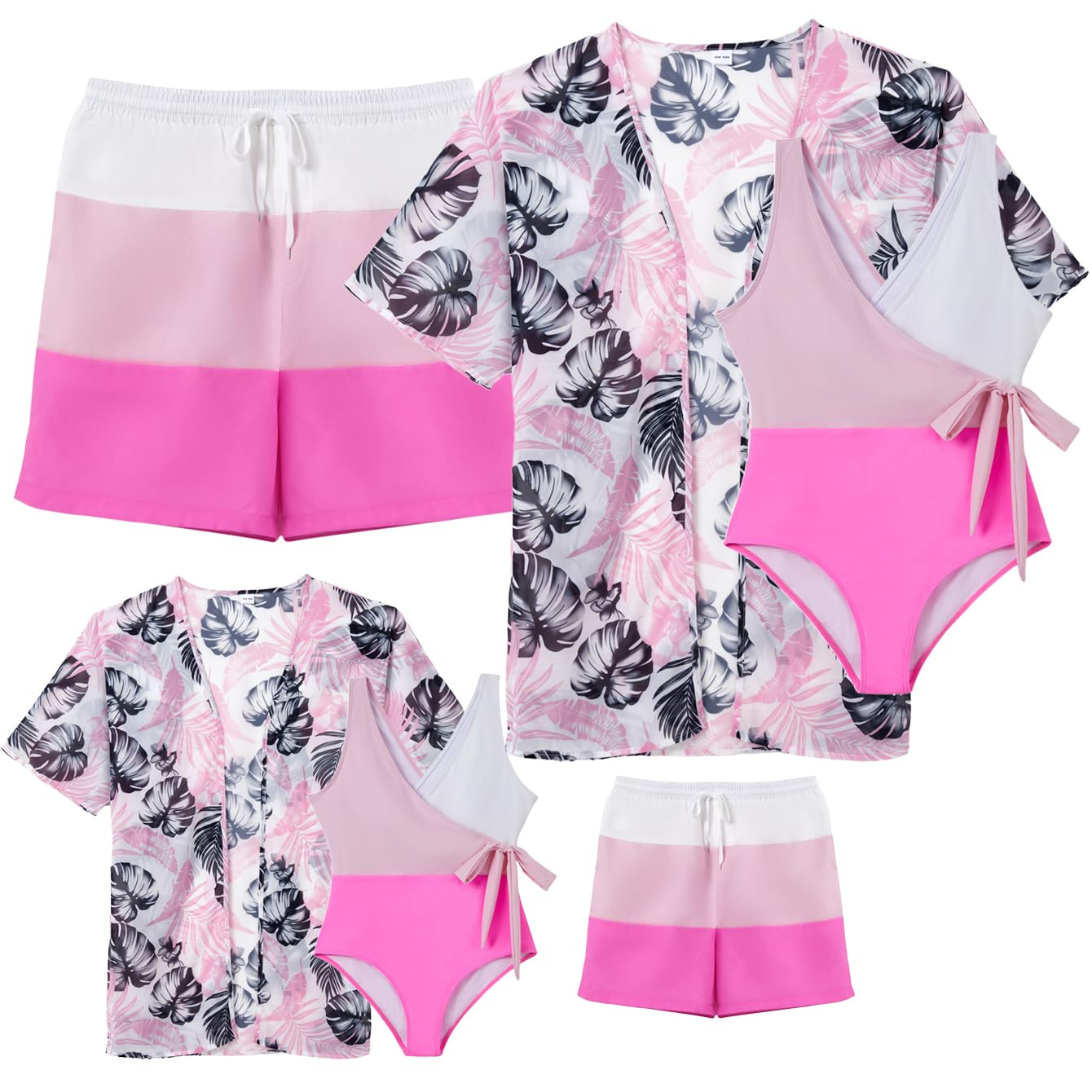 IFFEI Mommy and Me Family Matching Swimsuits One Piece Tummy Control Bathing Suit with Cover Up