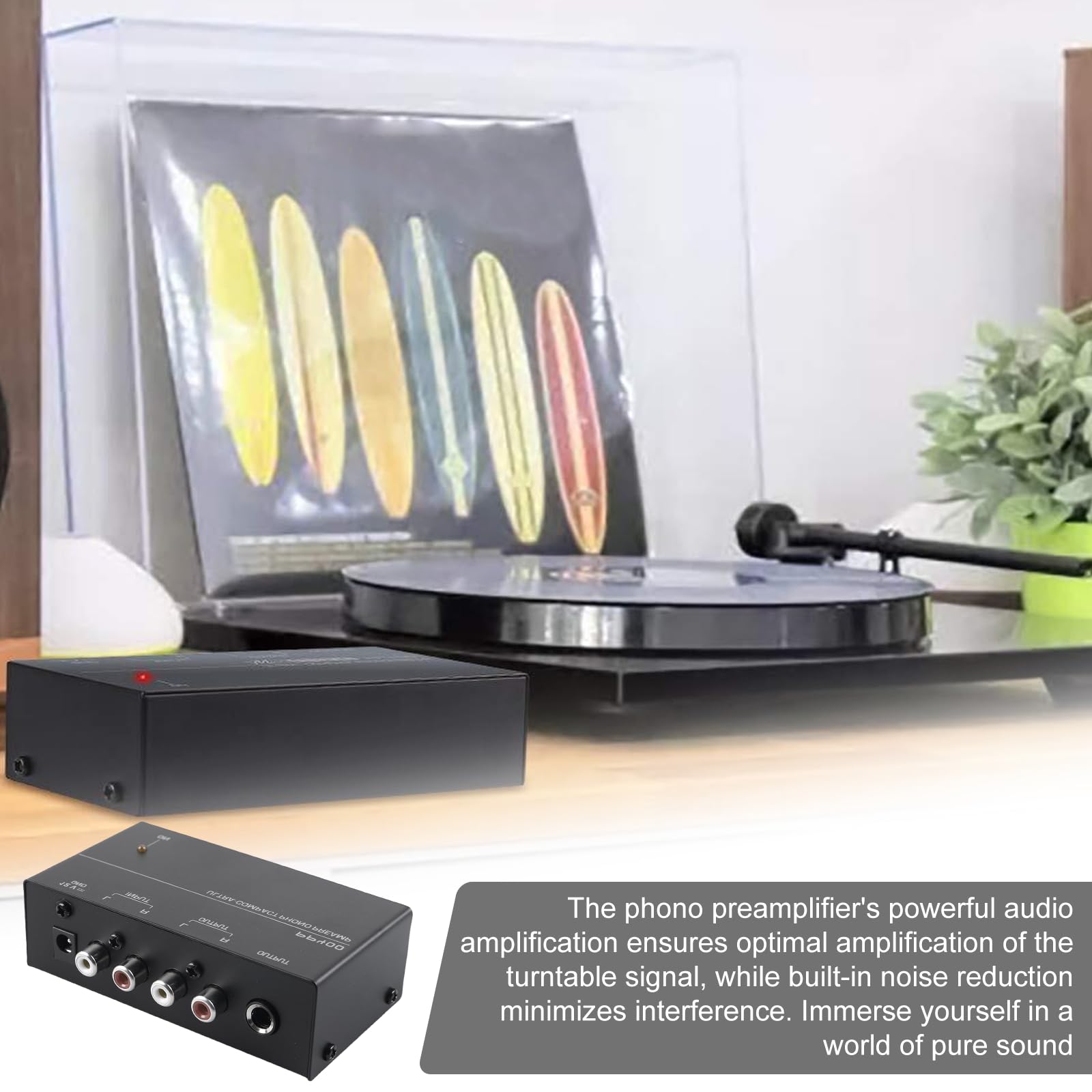 Preamplificatore Phono Giradischi, Mini Preamp Audio Stereo DC 12V Ingresso Uscita RCA