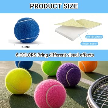 ANCKNE Tennis Balls 6 Pack Training Tennis Balls,High Elasticity Practice Tennis for Beginner, Exercise Playing Balls for Pet Dog