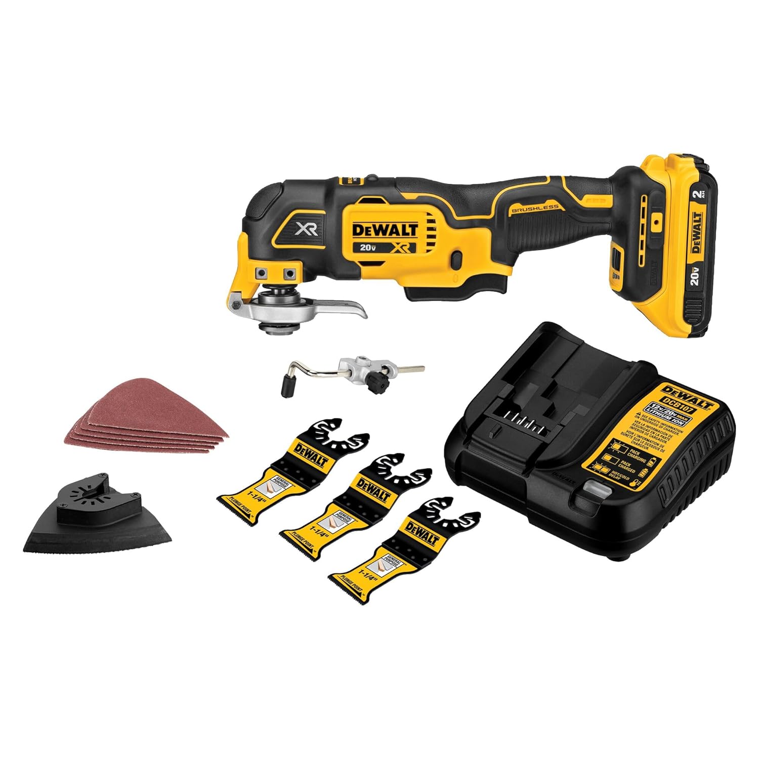 DEWALT 20V MAX XR Oscillating Multi-Tool Kit, Oscillating Tool Accessories, Cordless, 3-Speed, Quick Blade Change, Sand Pa