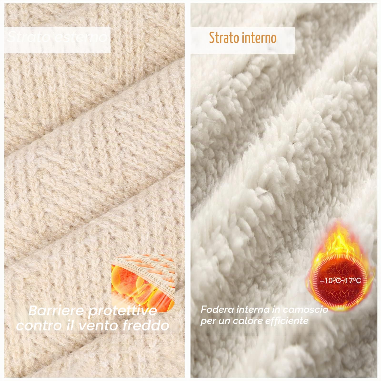 LumiSyne Invernali 3 Pezzo Cappello Sciarpa Guanti Per Uomo Donna Tinta Unita Cappello In Maglia a Rombi Sciarpa Lunga Guanti Touch Screen Berretto Bobble Lana Morbida Fodera In Pile Morbido Termico