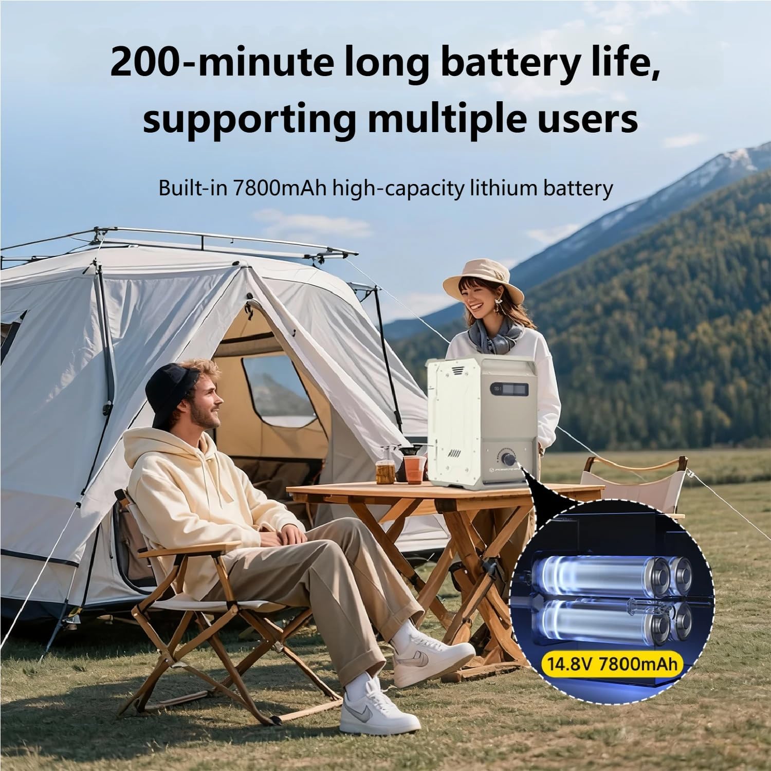 Portable Camping Shower - 3-Second Instant Water Heater, 200-Minute Long Battery Life, 30W Reverse Charging, Suitable for All Seasons, RVs, Hunting, and Long-Distance Trips (Smart Control S2)