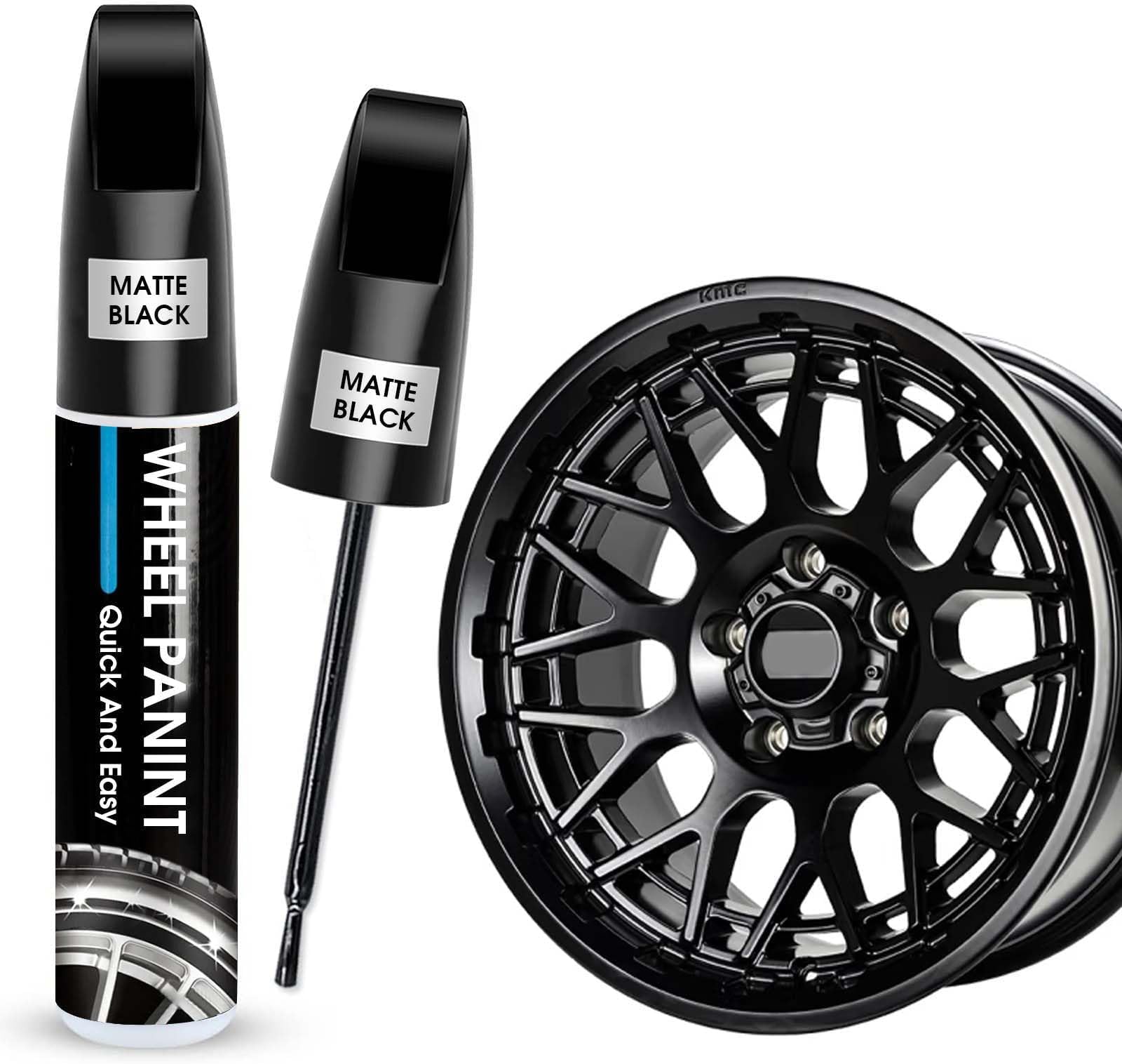 Matte Black Rim Touch Up Paint, Car Wheel Repair Kit Curb Rash, Quick And Easy Wheel Scratch Repair, Rim Paint For Car Wheel Repair, Universal Color Black Wheel Paint