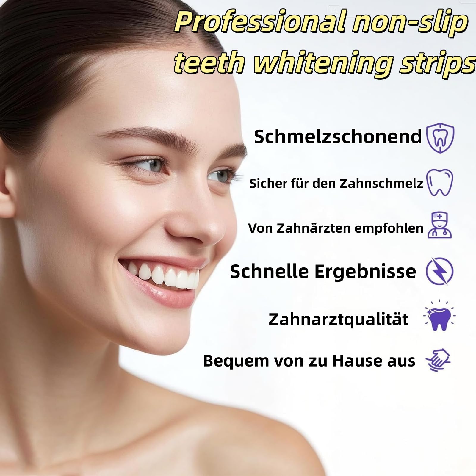 GlowDent - Strisce sbiancanti dei denti, 42 pezzi, viola e antiscivolo, per rimuovere rapidamente tutti i tipi di scolorimento dei denti (2 pezzi, 42 pezzi)