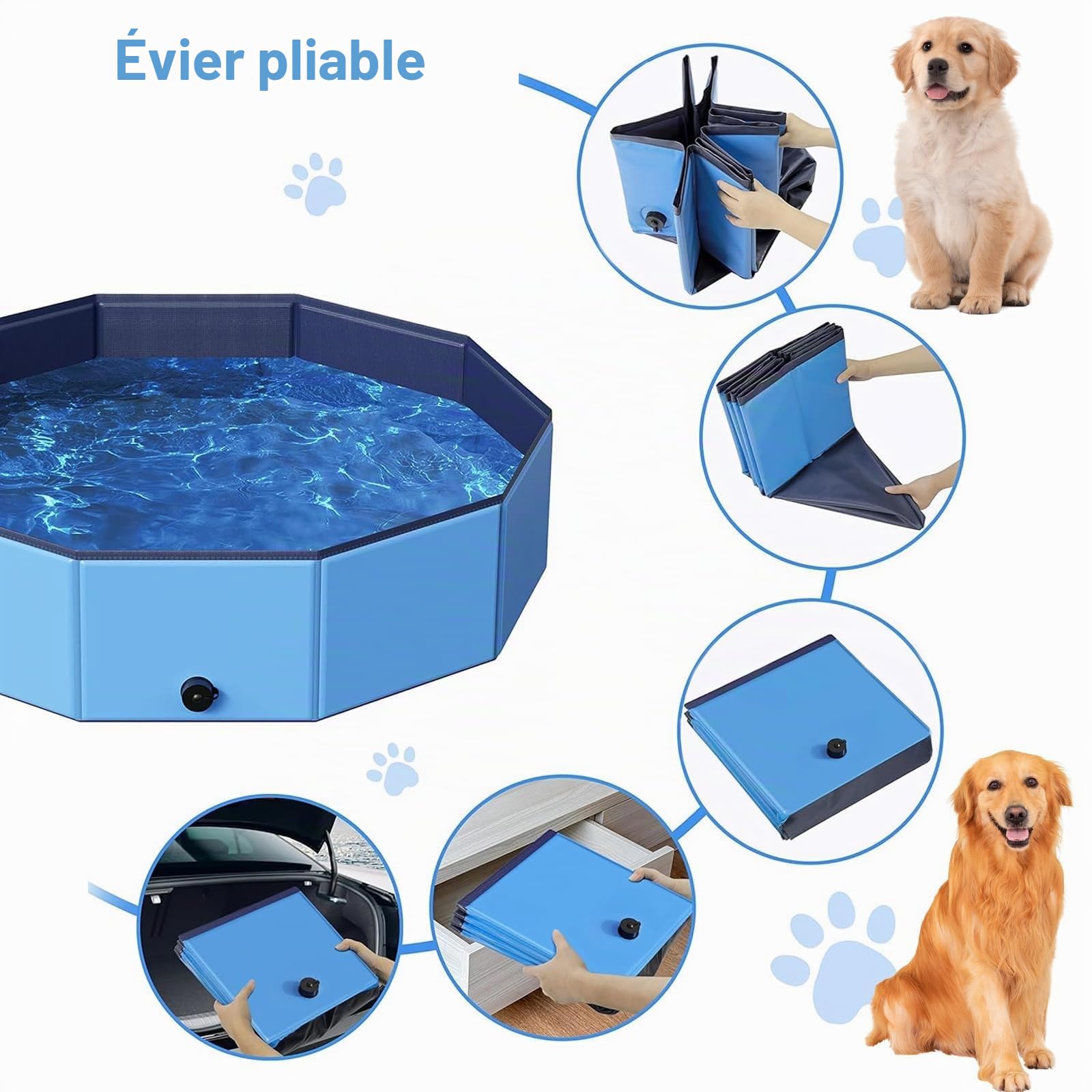 80x20cm Piscine pour Chien Pliable: PVC Résistant Piscine pour Animaux, Antidérapante Piscine PVC, Piscine Antidérapante, für Maison et Extérieur