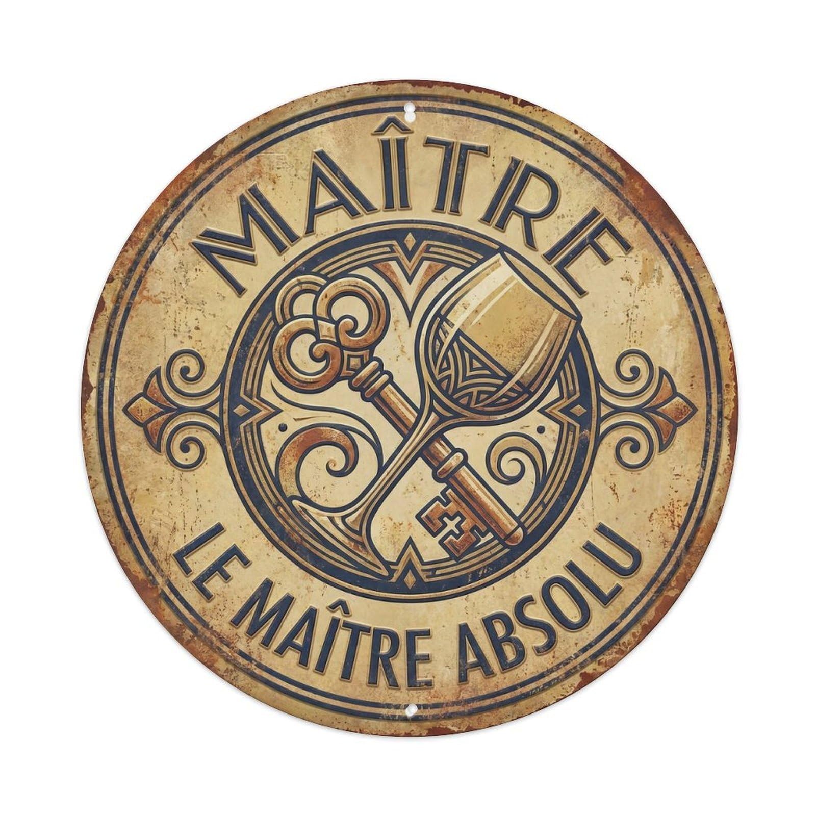 Master Humorous Mancave Master Metal Tin Sign Plaque Wall Decor for Cafe, Club Bar, Office, Home Garden Round Metal Poster 8x8Inch
