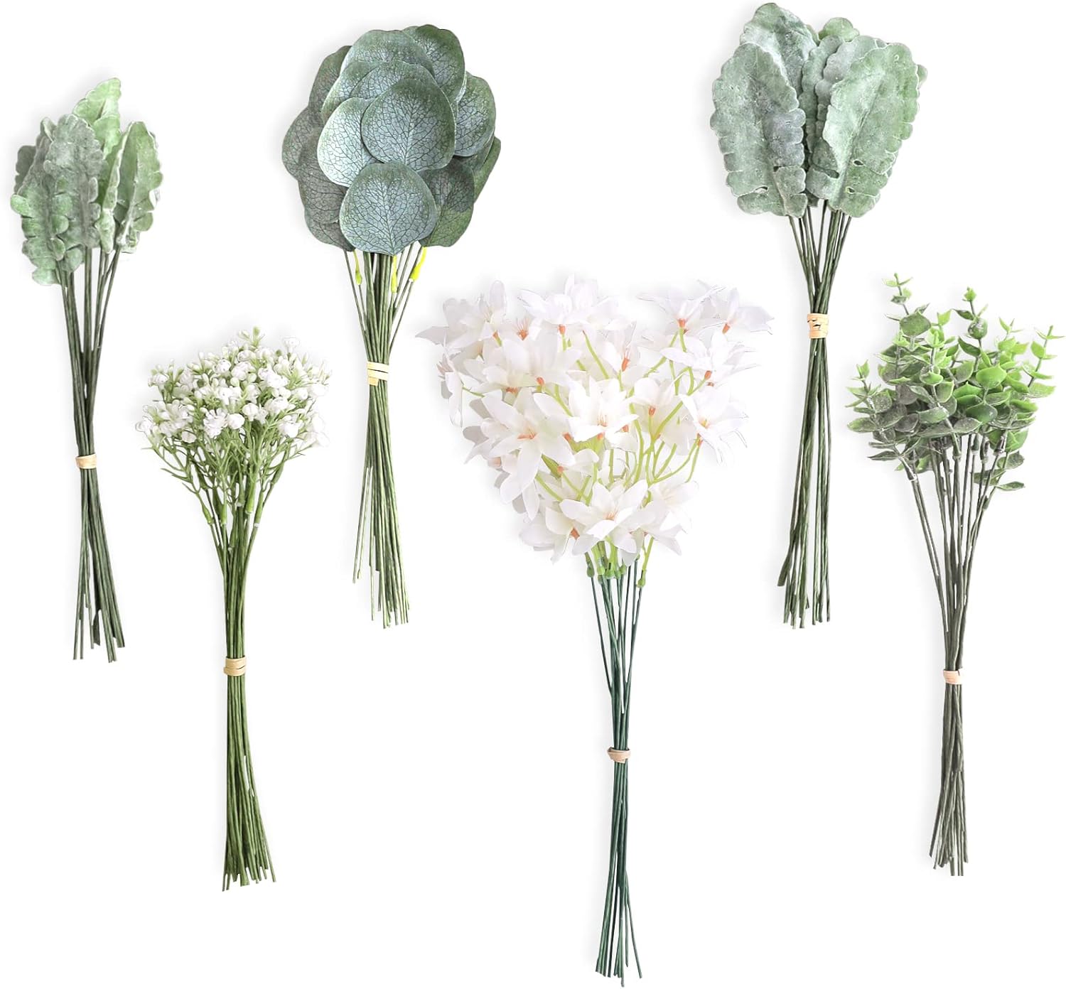 Lookein Artificial Greenery Stems Box Set, 108 Pcs with 5