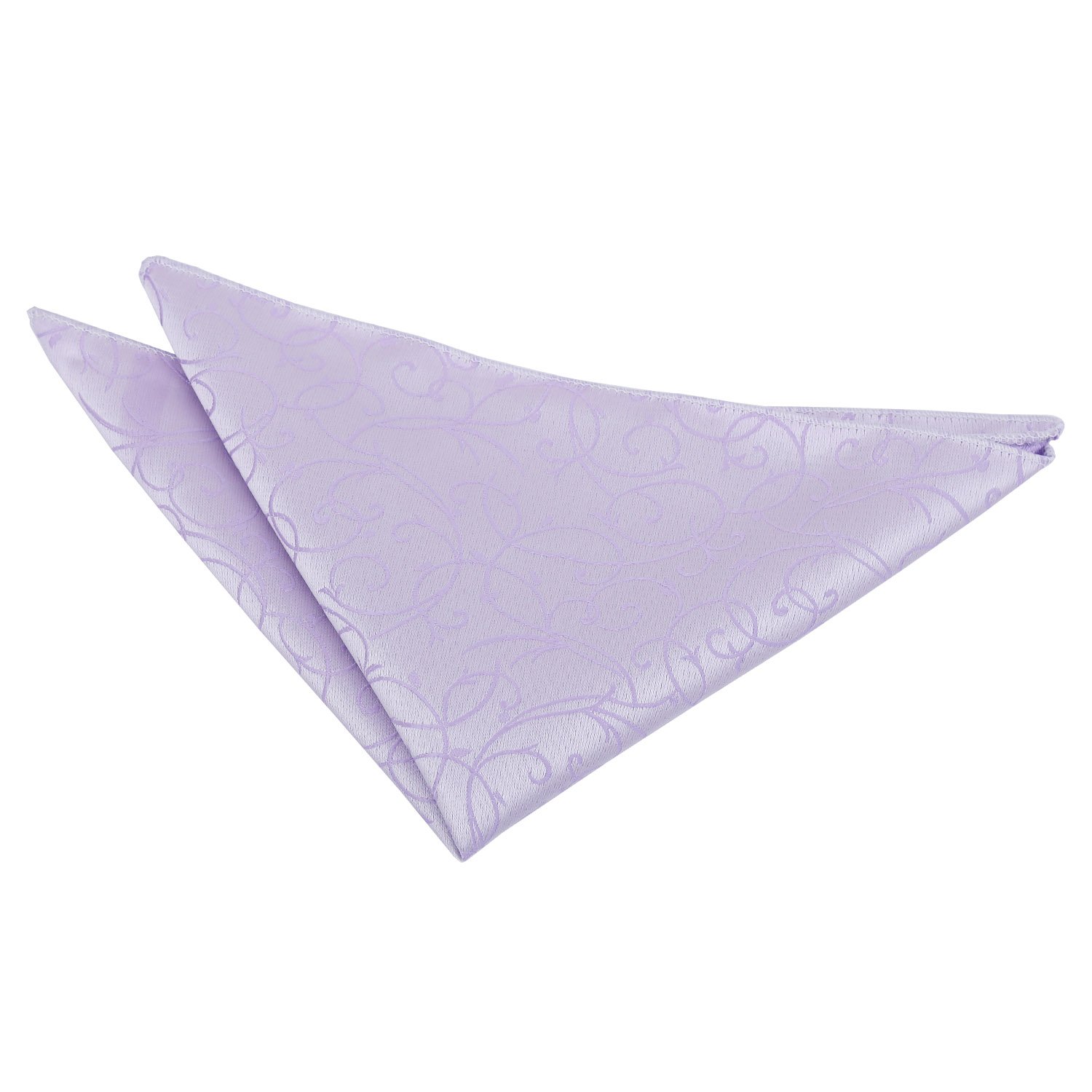 DQT Mens Swirl Floral Jacquard Pocket Square - Wedding, Business & Formal Suit Handkerchief - Lilac