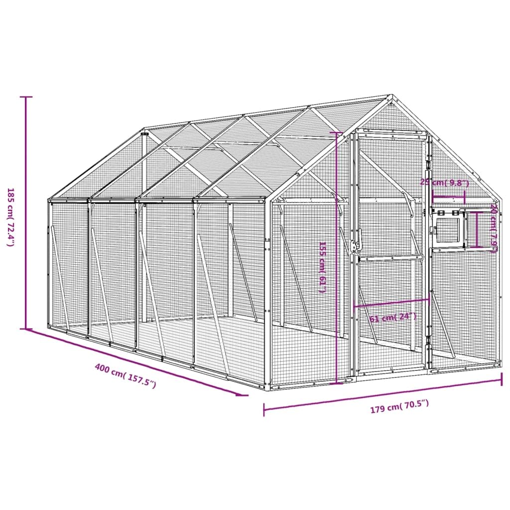 Voliere Anthrazit 1,79x4x1,85 m Aluminium,Tier- & Haustierbedarf,Haustierbedarf,Vogelbedarf,Vogelkäfige & -ständer,Anthrazit,39.66 kg-3155803