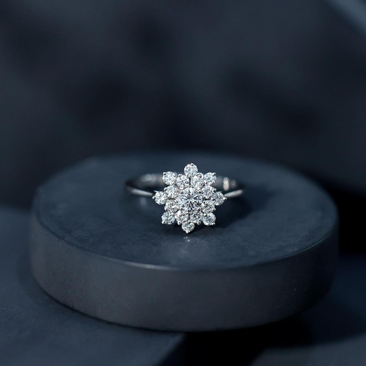 Mothers Day Gift, Certified 0.8 Carat Lab Grown Diamond Flower Engagement Ring, Ef-Vs Quality, Diamond Cluster Ring