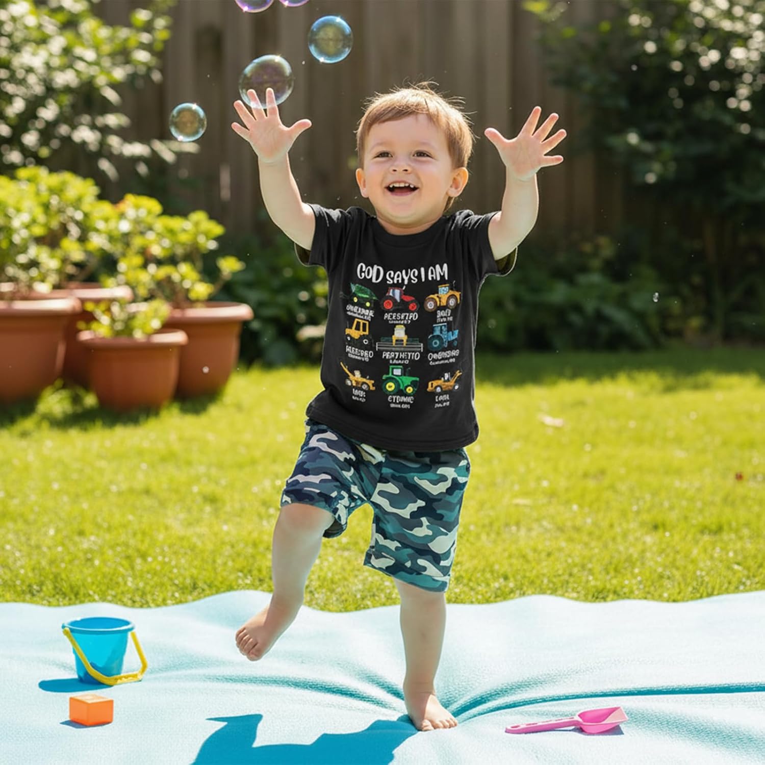 WZTYYDS Toddler Kids Baby Boy Summer Clothes 2T 3T 4T 5T Vehicles Letter Print Short Sleeve Tops Camouflage Shorts Outfits - Image 3