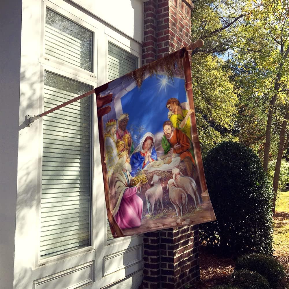 Caroline's Treasures APH5603CHF The Wise Men at The Nativity Christmas House Flag Large Porch Sleeve Pole Decorative Outside Yard Banner Artwork Wall Hanging, Polyester, House Size, Multicolor