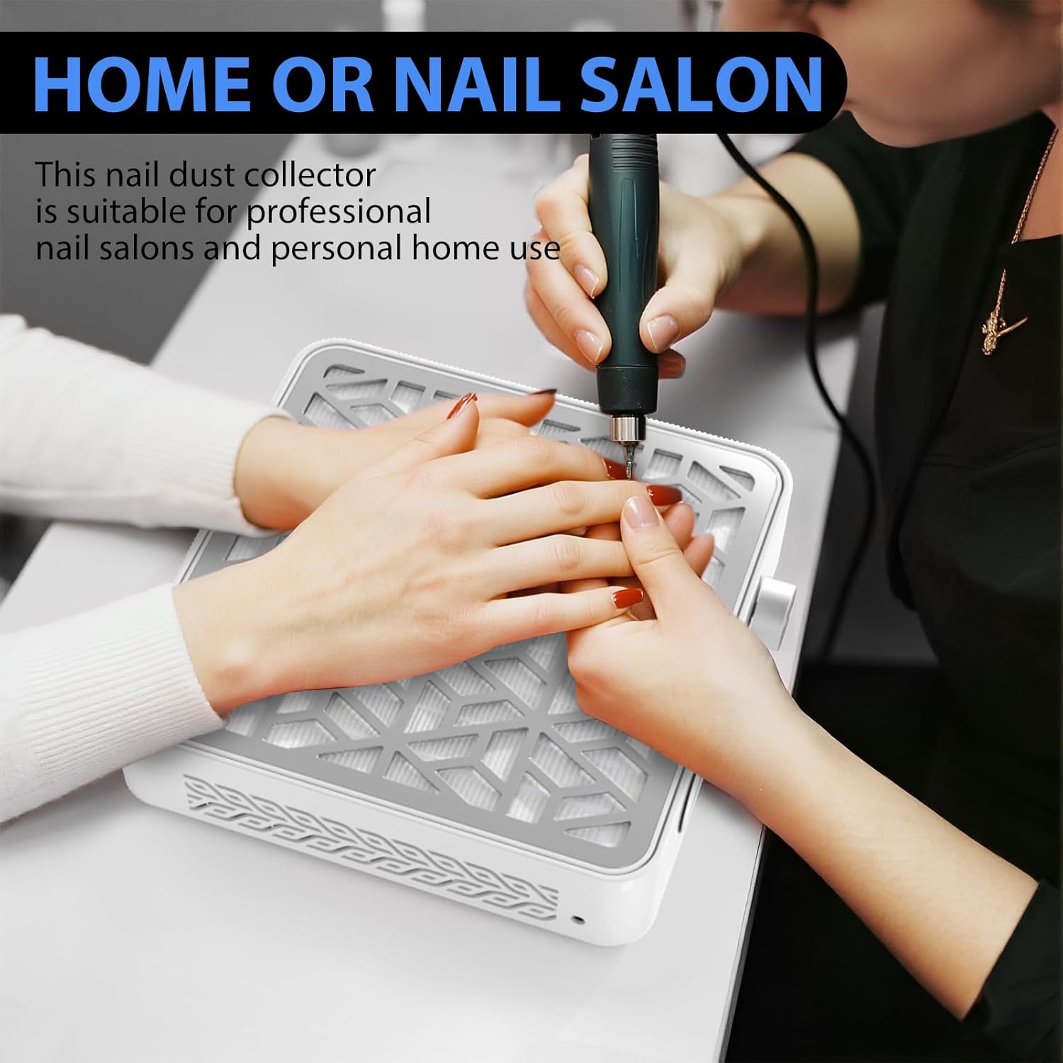 Nail Dust Collector, Powerful Vacuum Fan Vent Dust Collector Extractor Dust Suction Machine for Acrylic Nails Polishing, Nail Salon,White