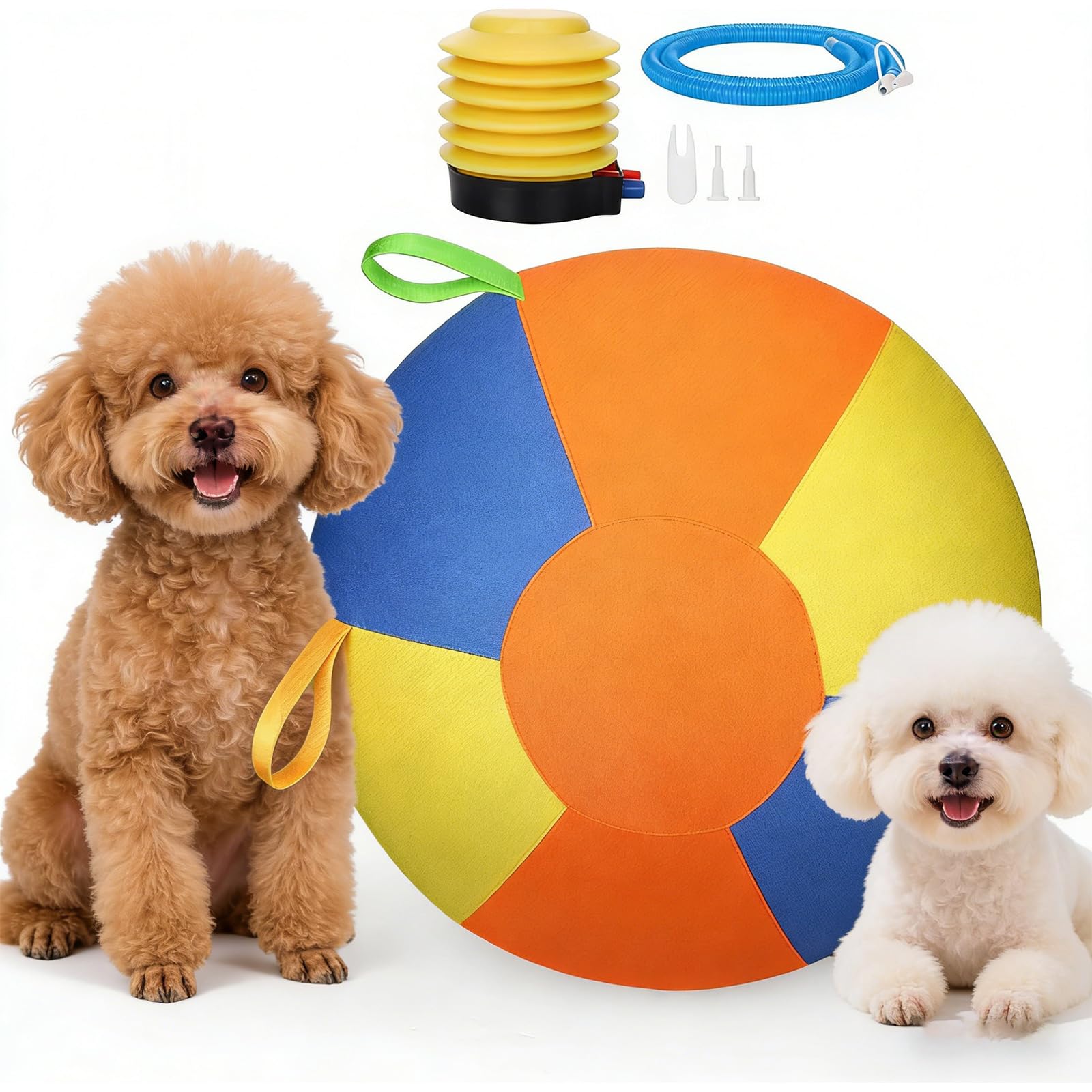 Zenova Herding Ball for Dogs, Dog Calming Jumbo Ball for Dogs, Herding Ball for Large Medium Dogs,Interactive Dog Balls with Straps & Pump for Outdoor Training Exercise & Play Toy (25cm)