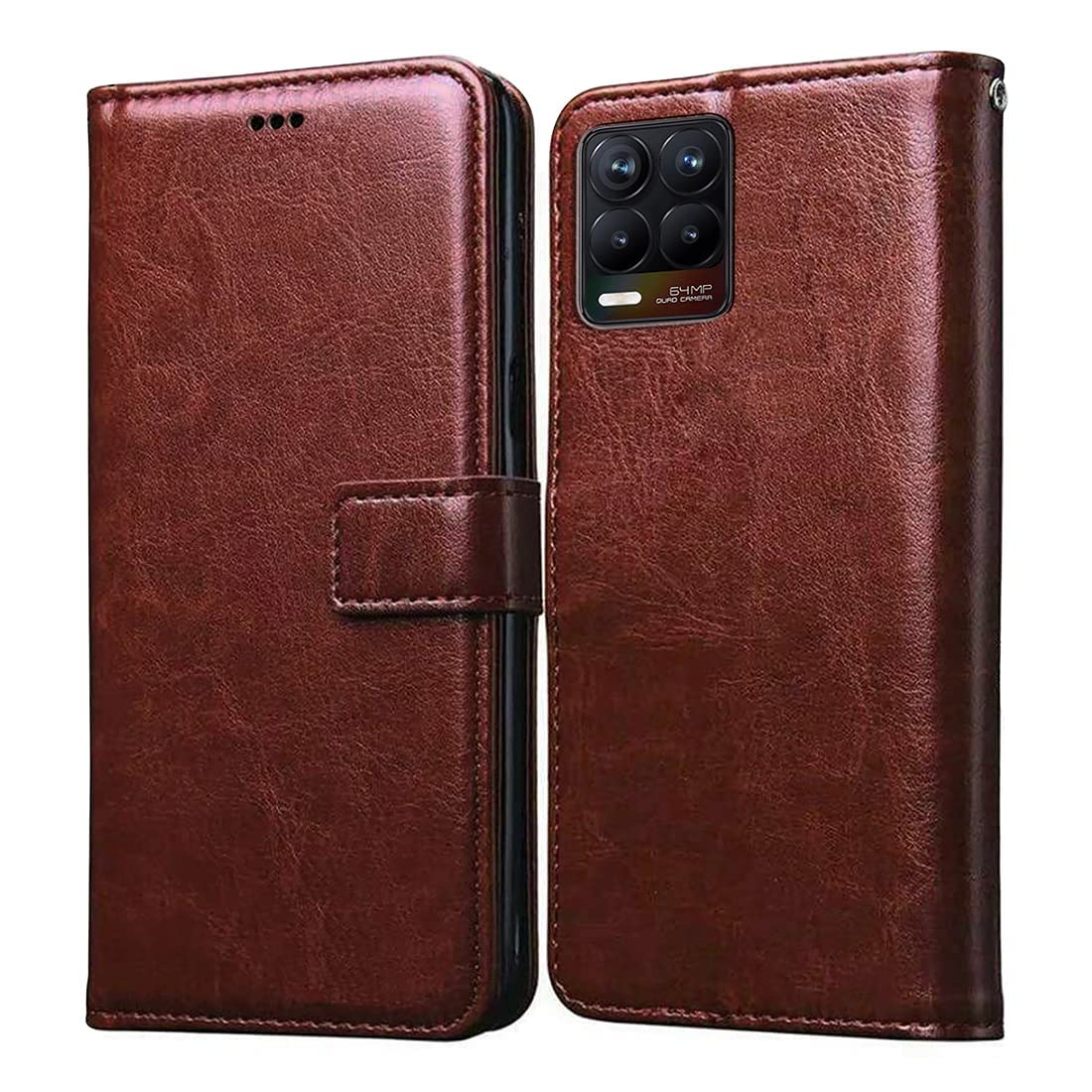 Amazon Brand - Solimo Flip Leather Mobile Cover (Soft & Flexible Back case) for Realme 8 / Realme 8 Pro (Brown) (B098PGGFDM) Amazon Price History, Amazon Price Tracker