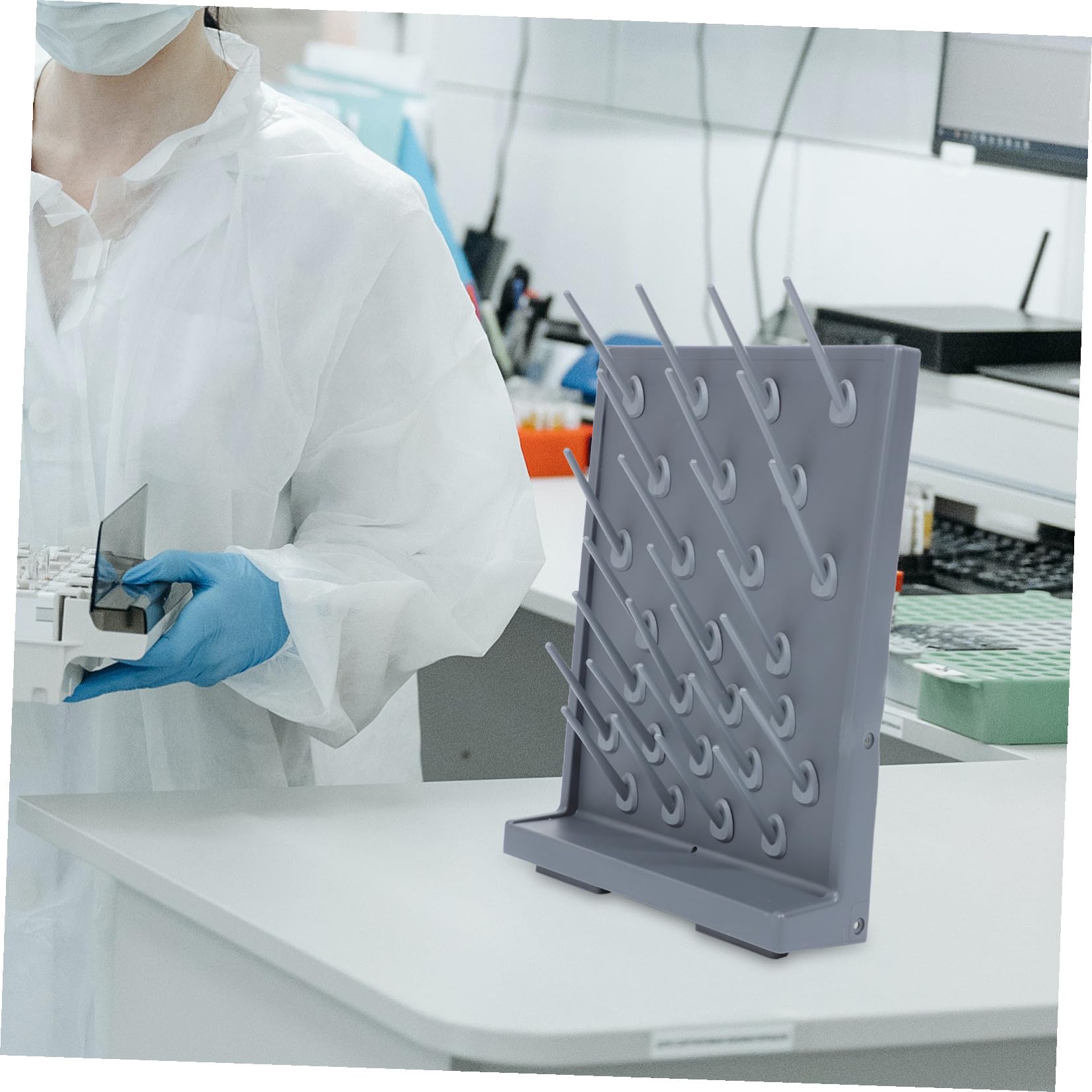 TOPBATHY 2 Stück Pp Reagenzglas Abtropfständer aus Kunststoff Labor Trockengestell für 27 Reagenzgläser Schwarz Langlebig und Stabil Abflussgestell für Laborequipment