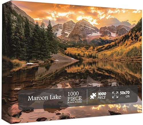 Miniatura 10 de Rompecabezas de Paisaje Otoñal para Adultos 1000 Piezas, Rompecabezas de Escena Natural del Otoño, Bonitos Rompecabezas Escénicos de Puesta de Sol