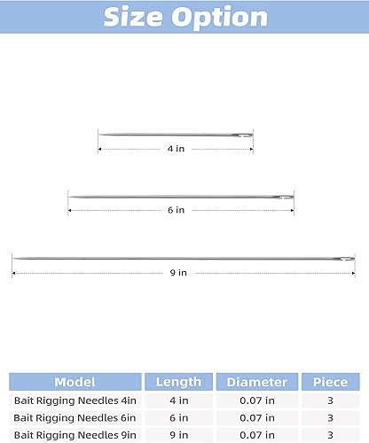 Miniatura 6 de BLUEWING Agujas de aparejo de cebo de 4 pulgadas, 6 pulgadas, 9 pulgadas, acero inoxidable para pesca en agua salada y agua dulce, 3
