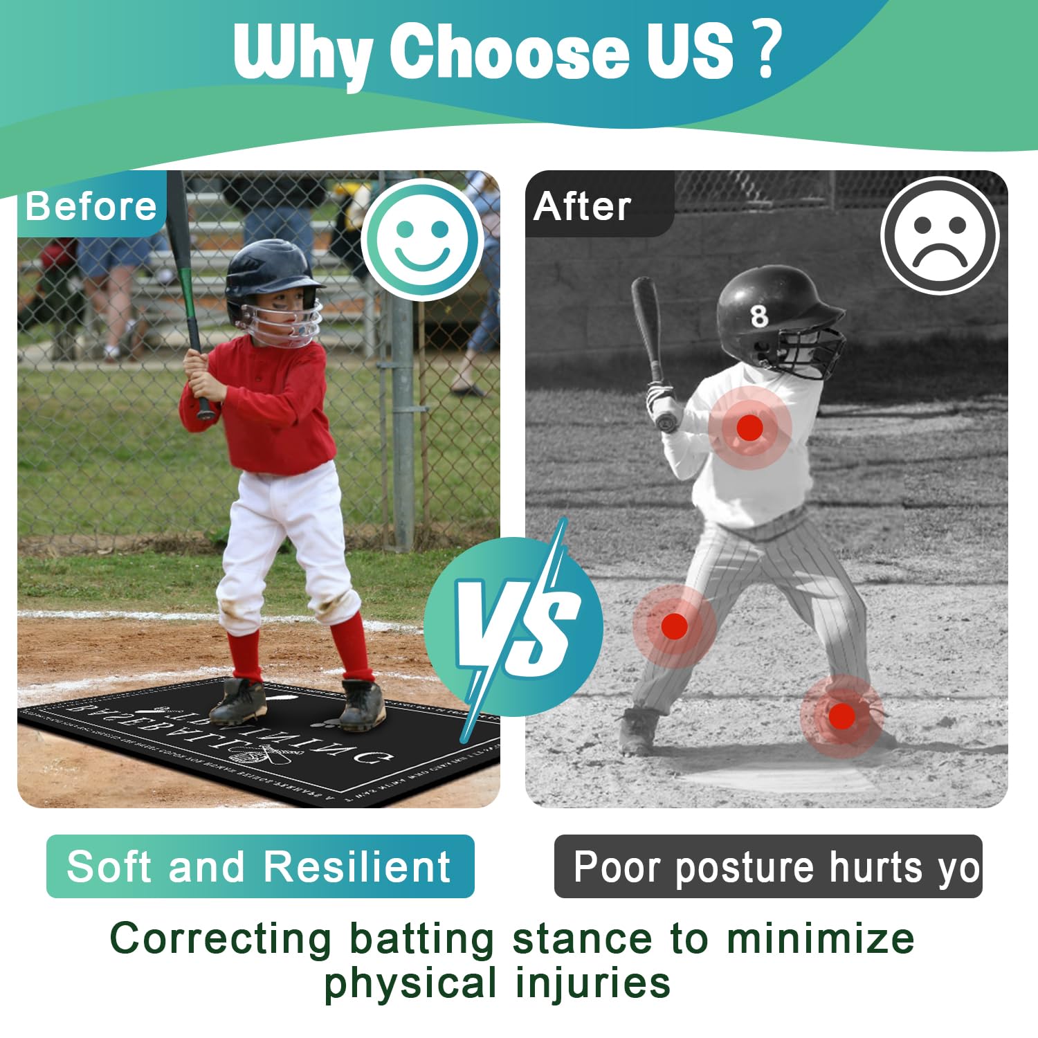 ciclvx Baseball Mats for Hitting,Baseball Sliding mat 23.6 x 35.4 Inch and Softball Batter Stance Training Mat for Kids to Improve Posture(Black)