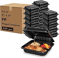 Vista 13 de Contenedores de Comida para Llevar Karat Clamshell [6"x6" - 300 unidades] Duraderos, Aptos para Microondas, Apilables, Resistentes a Roturas, Cajas