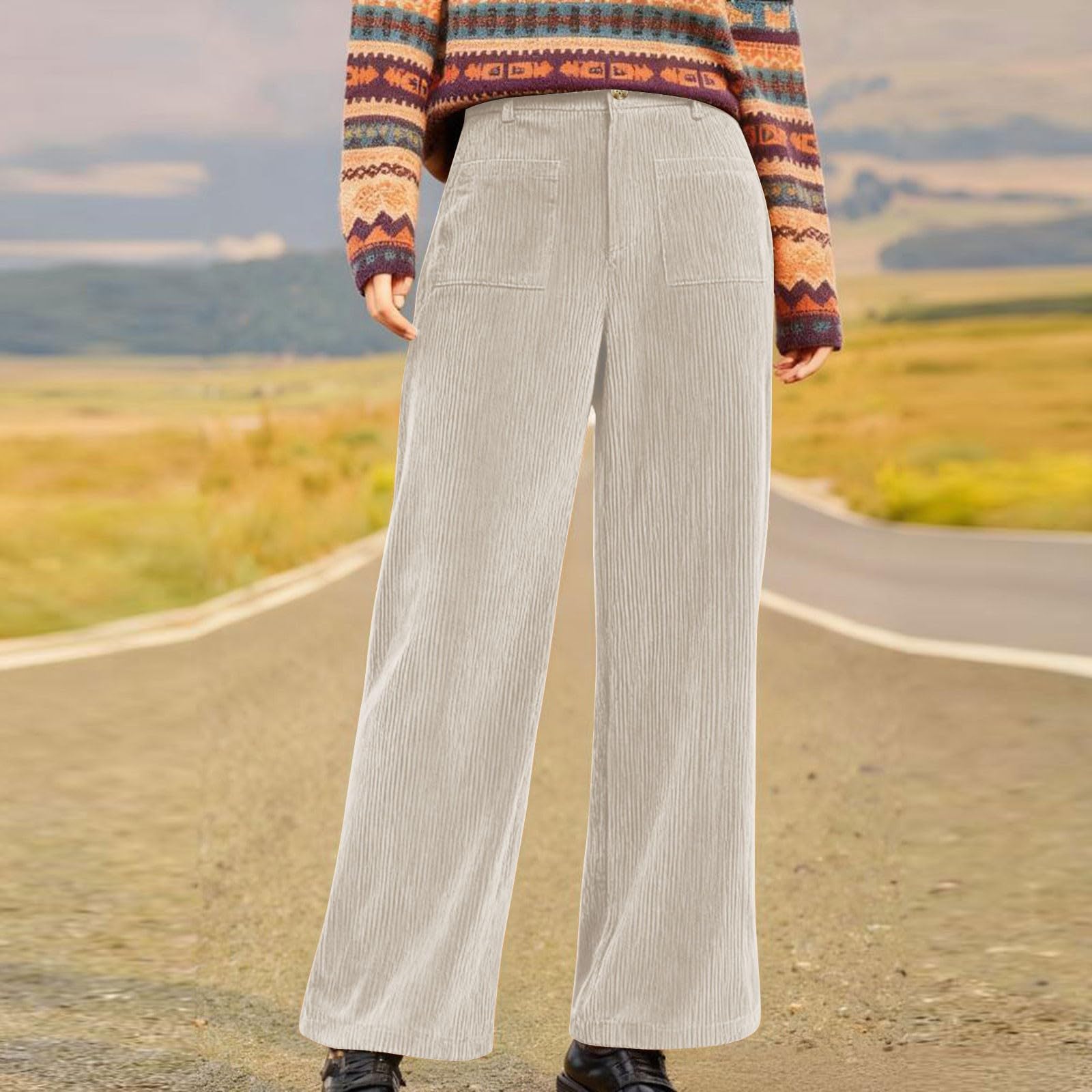 Pantalones de mujer de tela de pana para mujer, pantalones cálidos de pana
