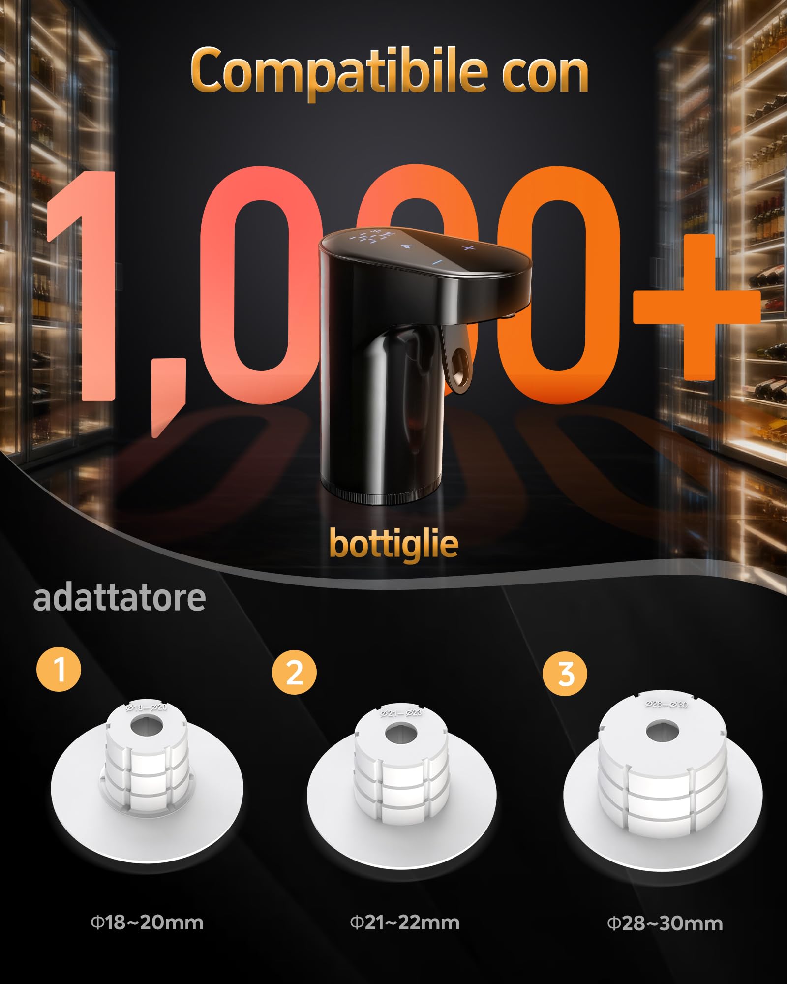 Regalo per la Festa della Repubblica - 5-in-1 Decanter Elettrico Vino & Erogatore Liquori Smart | Aeratore Auto con Dosaggio 1-999ml | Per Appassionati di Vino, Whisky e Host (Nero)