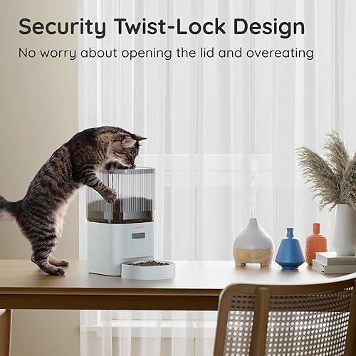 Miniatura 4 de WOPET Comedero automático para gatos, alimentador automático para perros de 4 litros con batería de 180 días, dispensador programable de comida para