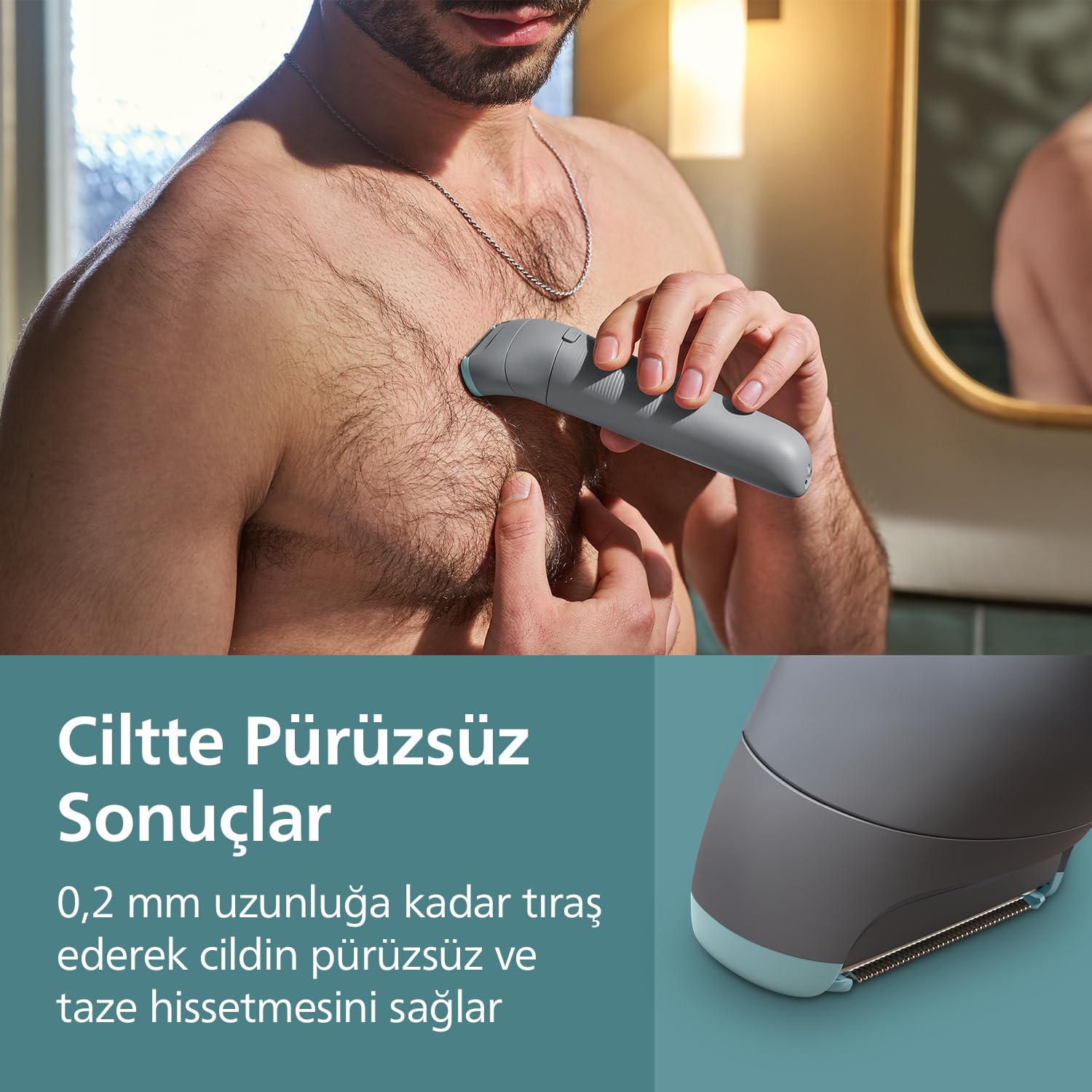 Philips Vücut Bakım 3000 serisi Duşa Uygun, Hassas Bölge ve Vücut Tıraş Makinesi - BG3480/15