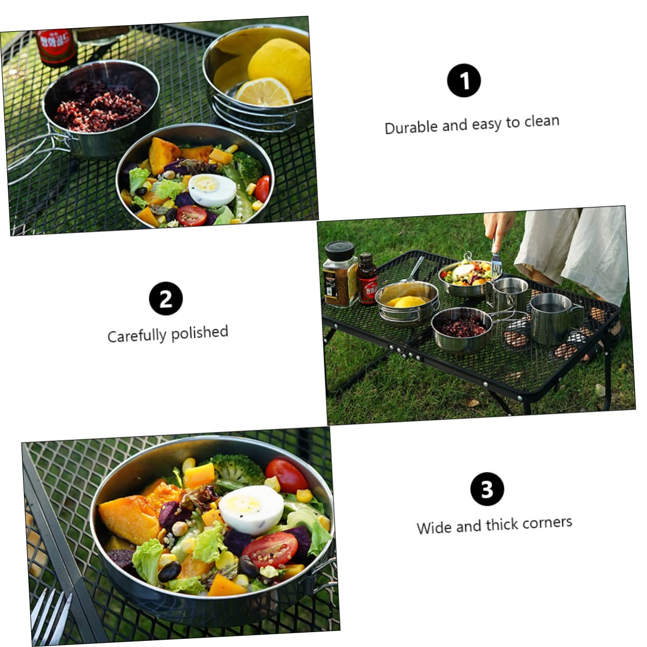 ifundom 5piezas Taza y Olla De Acero Inoxidable para Camping Picnic y Pesca Vajilla De Acero Inoxidable De Utensilios De Camping para Acampar