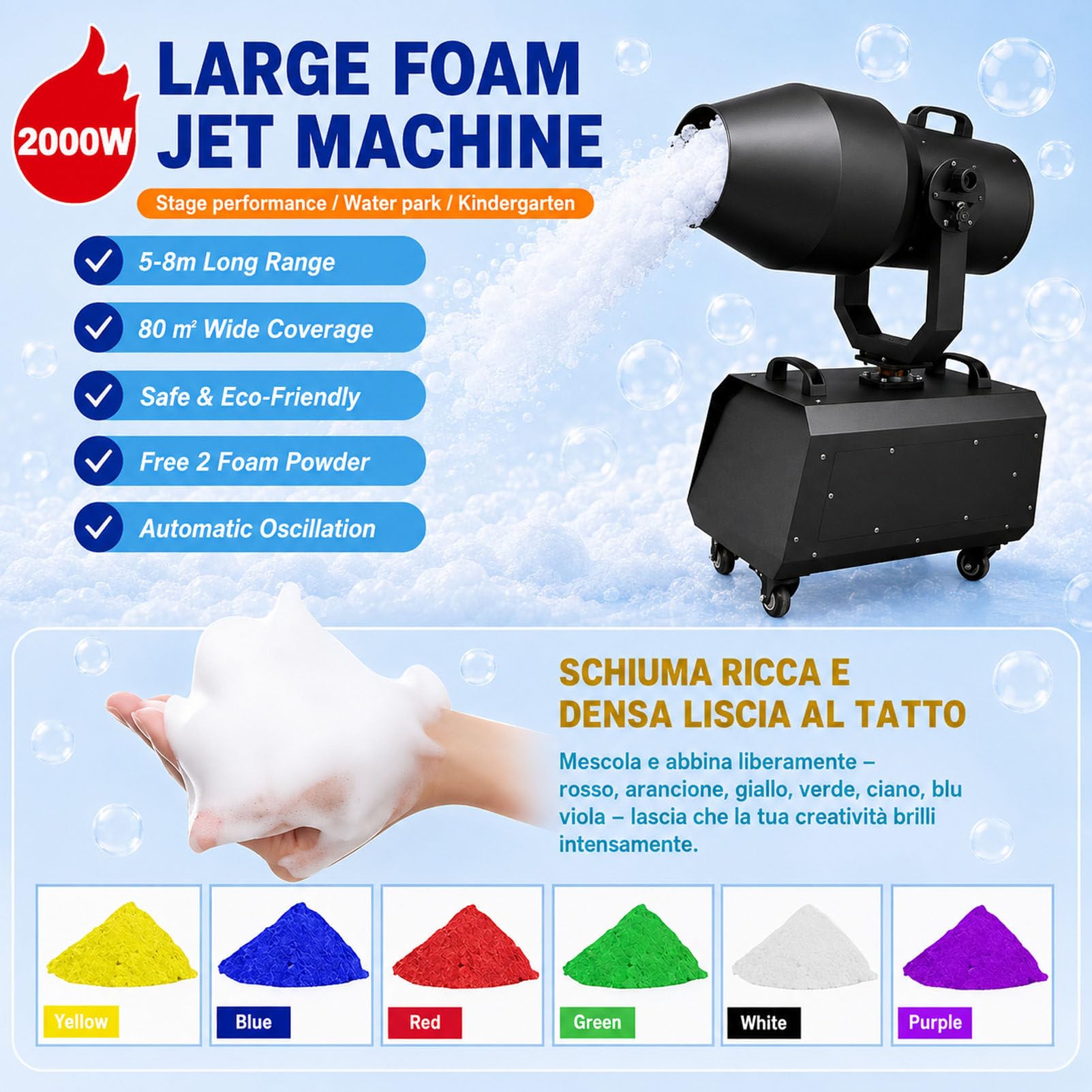 Cannone Rotante per Schiuma ad Alte Prestazioni da 2000 W 220V