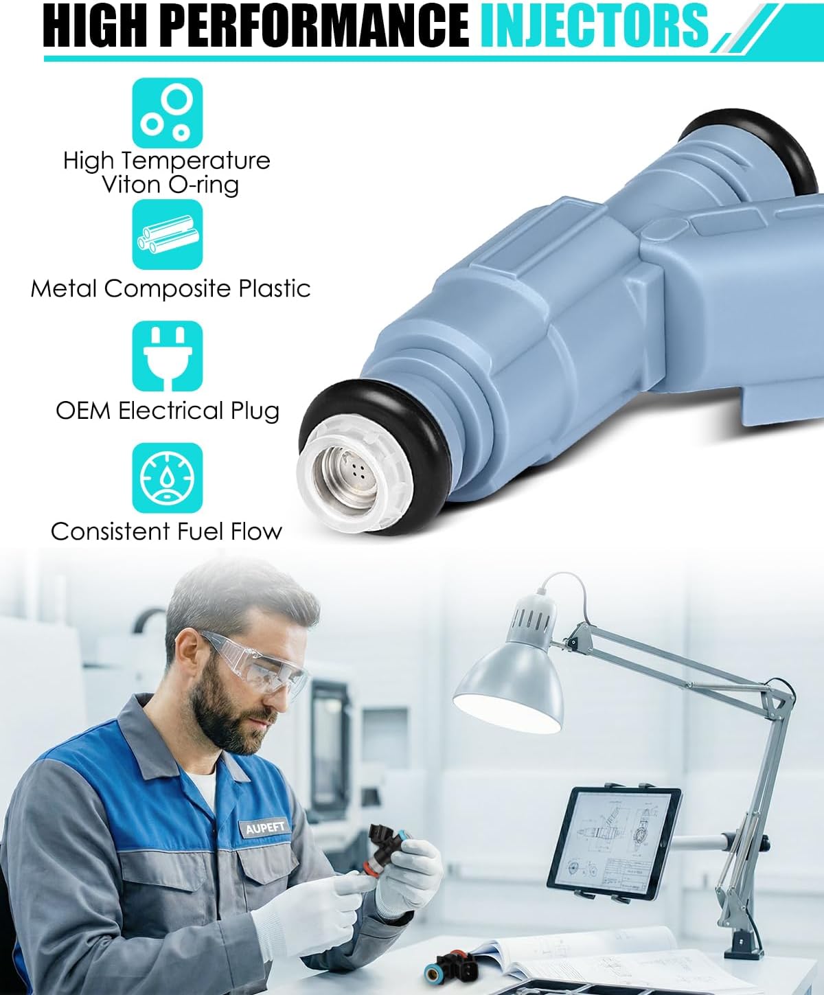 0280155849 Fuel Injectors For:-Jeep Grand Cherokee Commander For:-Dodge Dakota Durango For:-Chrysler Aspen For:-Mitsubishi Raider 2001-2007 4.7L V8 (8PCS) Replace OE# 280155849, 822-11149