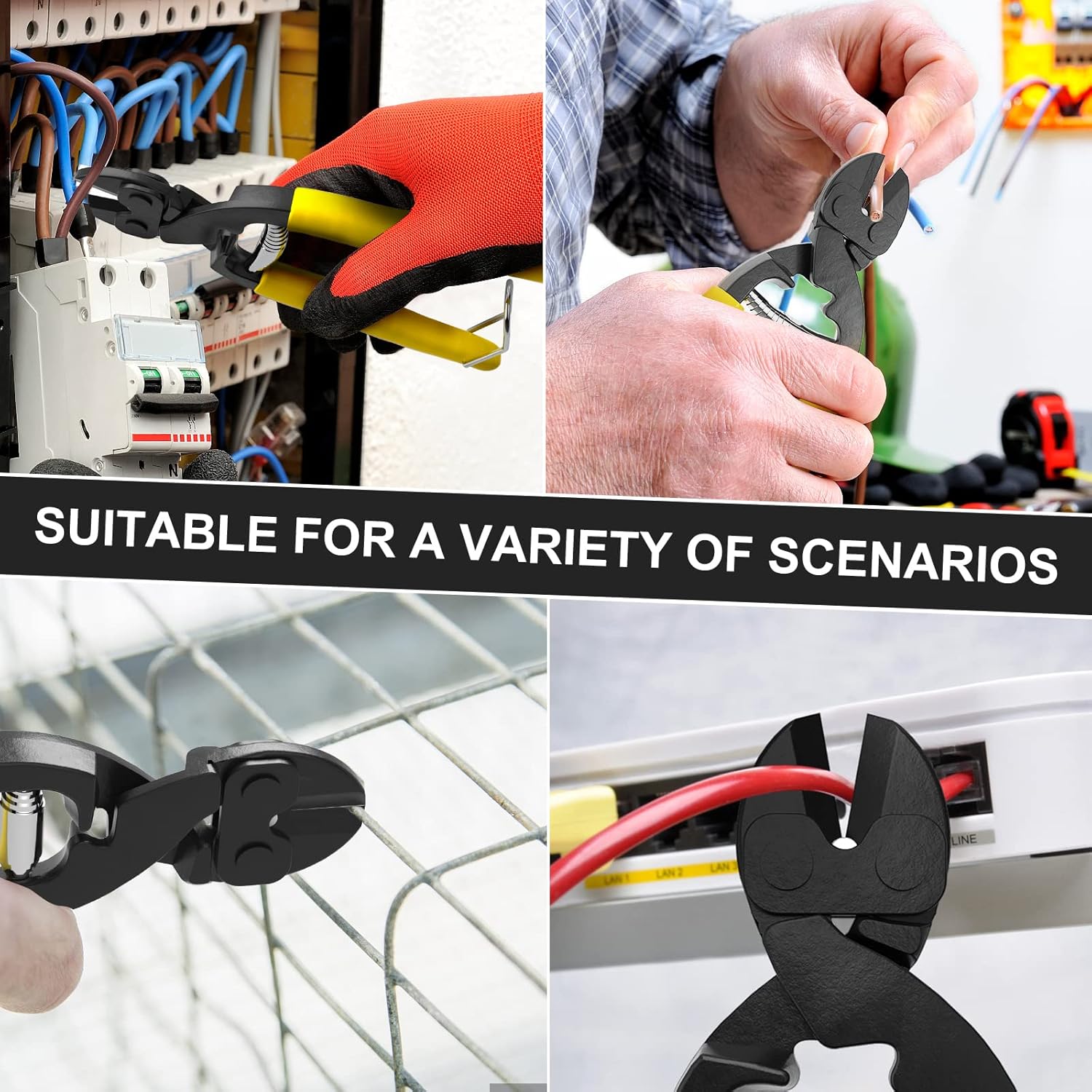 8" Cutting Pliers Wire Cutter Steel Cable Cuts Copper Wire, Rope Spring Wire Multi-Function Hand Tool For Electricians,Homes