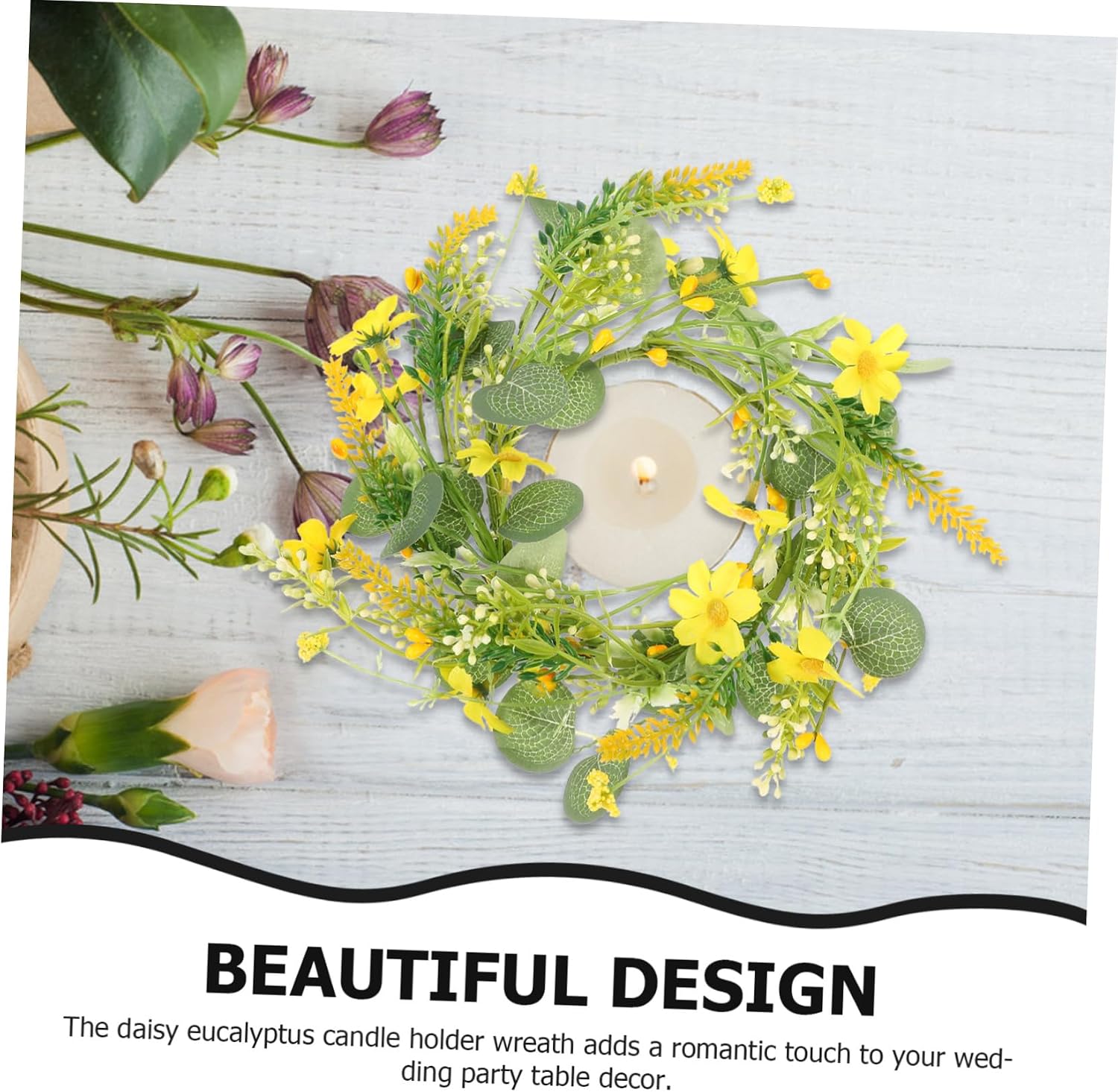 Flower Ring Wreath Spring Decor Unique Candlestick Accessory for Wedding Event