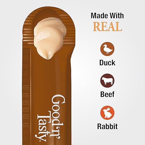 Miniatura 4 de Good 'n' Tasty Savory Spoonables con pato real, carne de res y conejo, tubo de 6 unidades, golosinas húmedas exprimibles de triple sabor para gatos