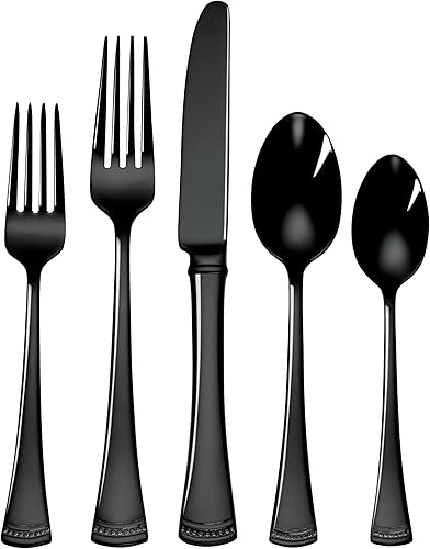 Lenox 893677 Portola - Juego de cubiertos (20 piezas), color negro