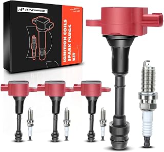 A-Premium Ignition Coils and Spark Plugs Kits Compatible with Nissan Altima Sentra 2002-2006 X-Trail 2005-2006 2.5L Replace# 224338H315 4-PC Set