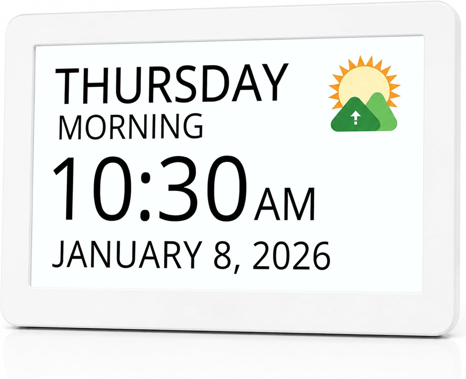 Robin Clock 2026 with Day and Date for Elderly, Clocks for Seniors, Dementia Clock, Digital Calendar Elderly, Bedside Clocks Seniors, Alzheimers Products, Dementia Clocks Large, White
