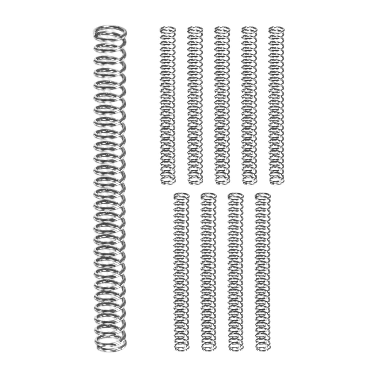 M METERXITY 10-Pack Compression Springs, 40mm Length 4mm OD 304 Stainless Steel Pruner Replacement Springs for Garden Tool/DIY/Mechanical Repair Replacement [Silver Tone, 0.5mm Wire Size]