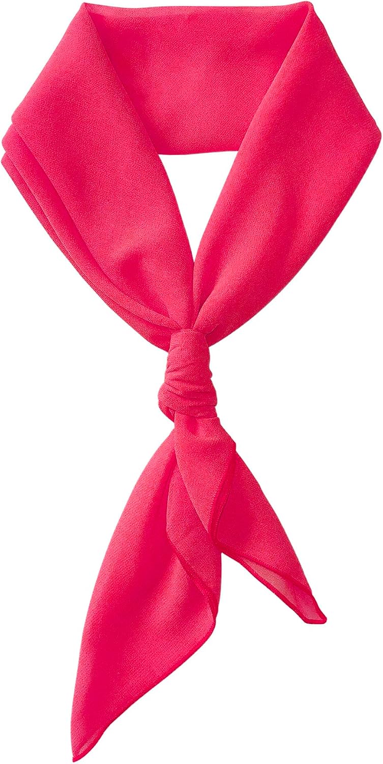 Lastclream Chiffon Square Neck Scarves for Women Handkerchief Retro Satin Ribbon Scarf for Hair Wrapping 23.6" 26" 50"