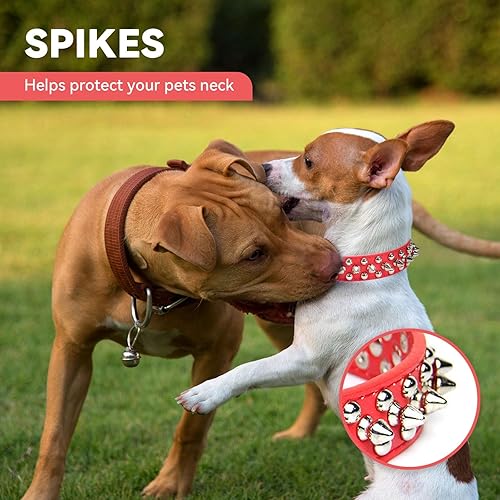 Miniatura 10 de Collar de cuero con tachuelas para perros pequeños, medianos y grandes, collar de piel sintética azul suave ajustable para perros medianos y